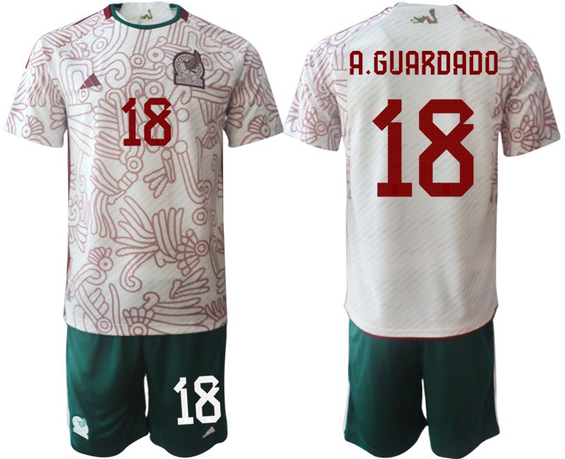 Men 2022 World Cup National Team Mexico away white 18 Soccer Jerseys